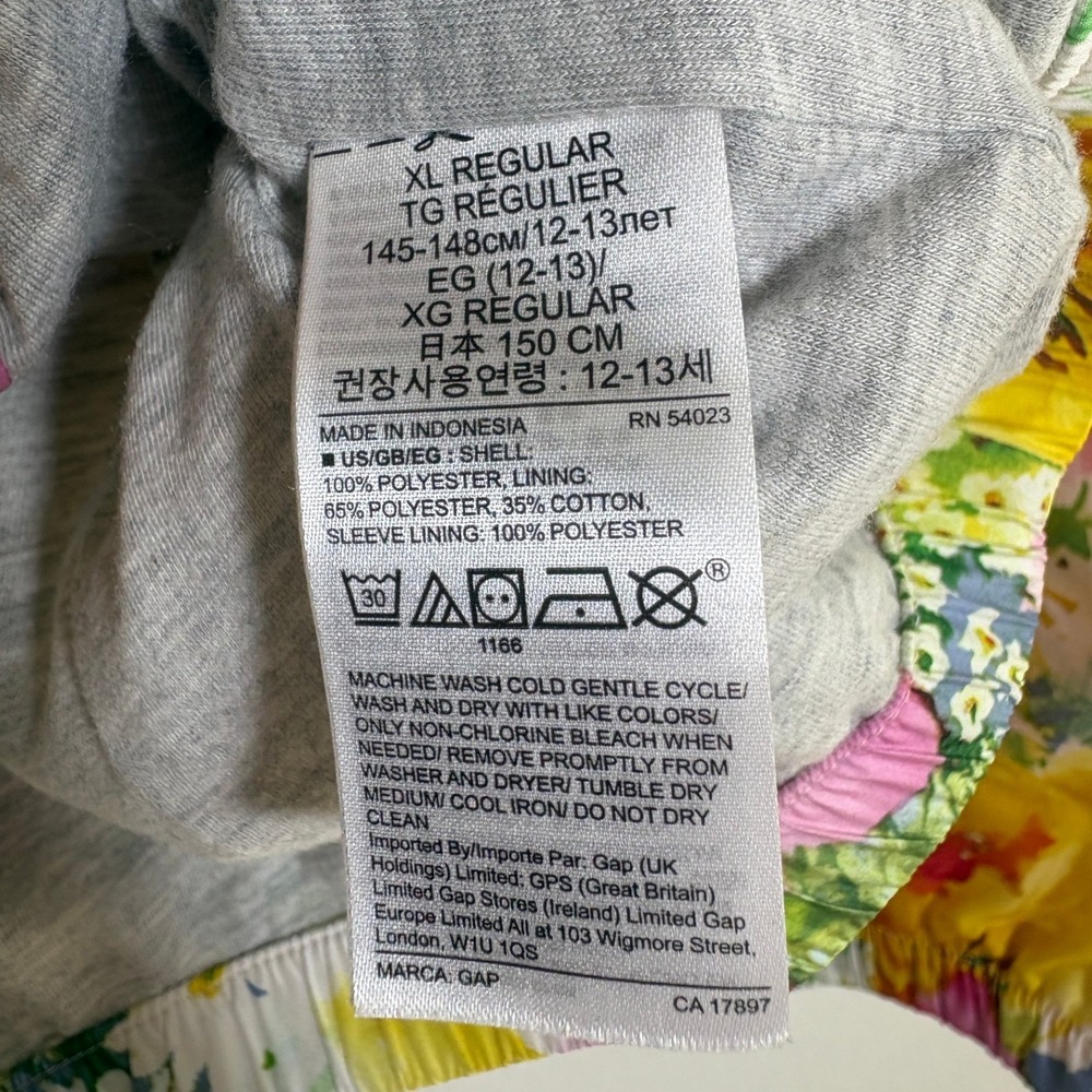 Gap Kids Floral Windbreaker Jacket Multicolor Hooded Full Zip XL‎ 12-13 Regular - Picture 6 of 9